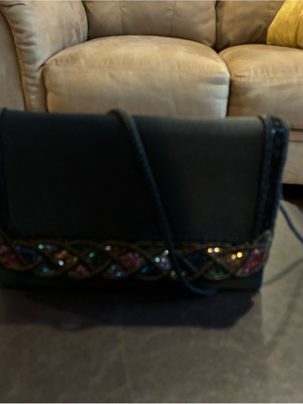 Black Embellished Crossbody Clutch - Designer Style